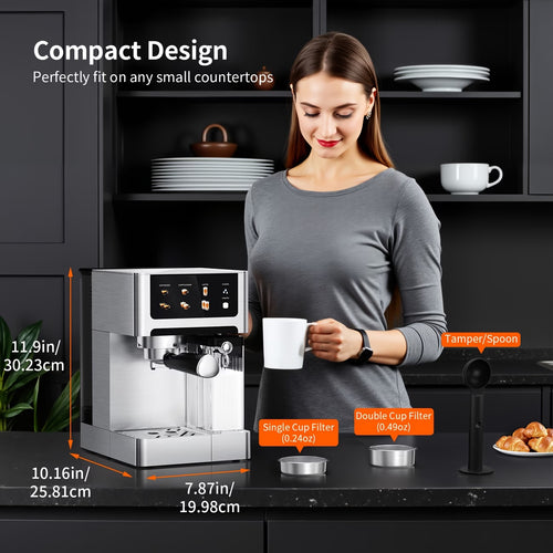 Kaffeemaschine, 20 Bar Druck, 1.8L Wassertank, Automatischer Milchaufschäumer