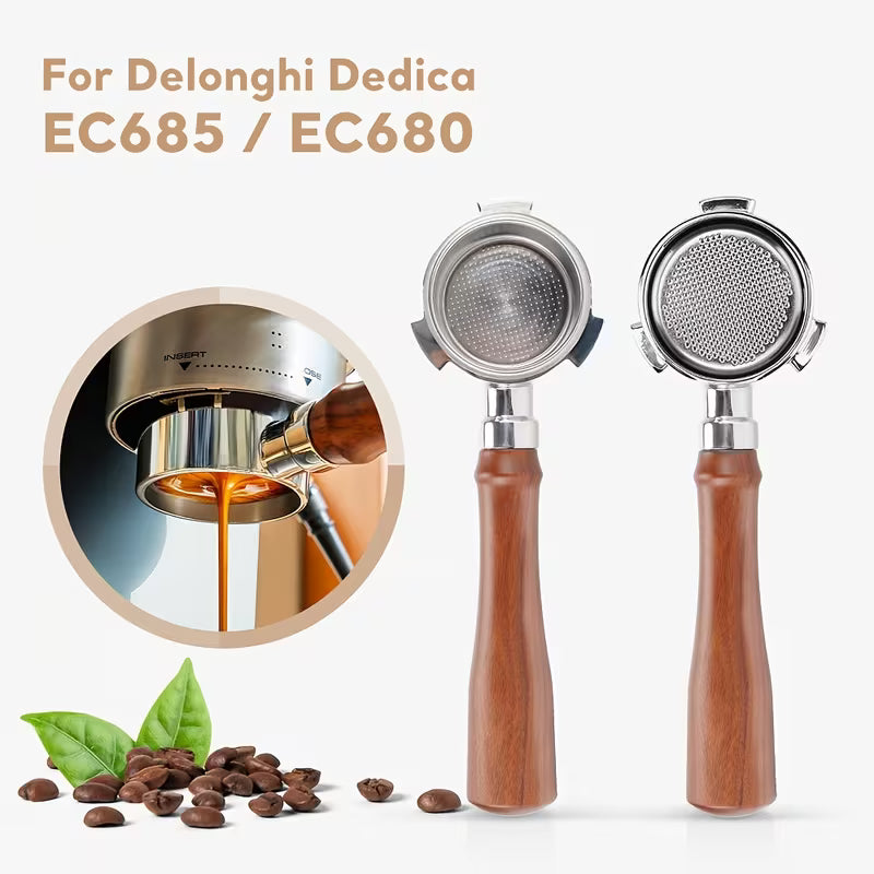bodenloser Siebträger Kaffeepulver Griff 304 Edelstahl Massivholz Kaffeezubehör