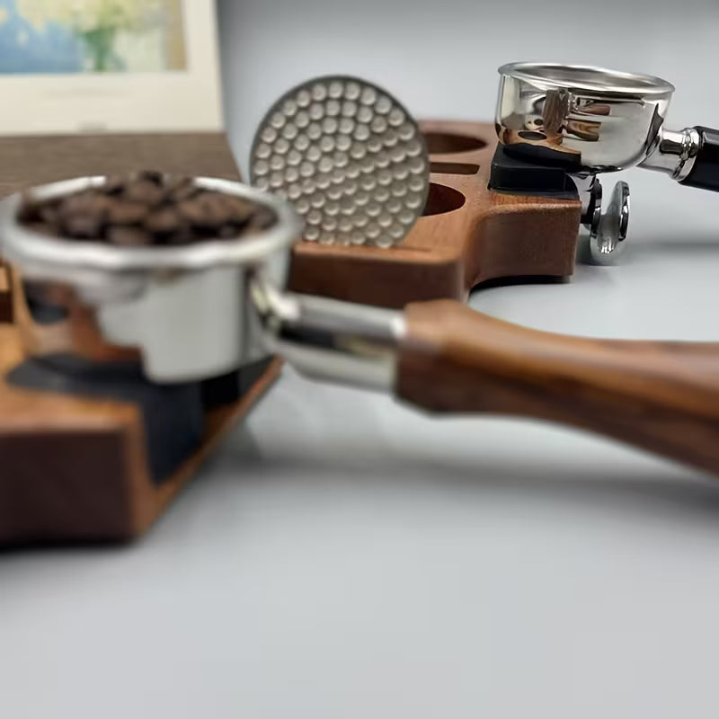 Tamper Station aus Holz - Manueller Kaffeetamper Ständer