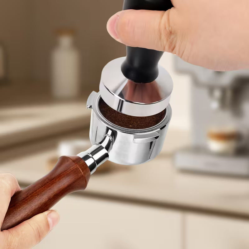 bodenloser Siebträger Kaffeepulver Griff 304 Edelstahl Massivholz Kaffeezubehör